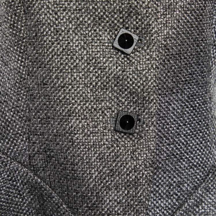 مملوكة مسبقًا Emporio Armani Grey Wool Blend Button Front Cropped Blazer M