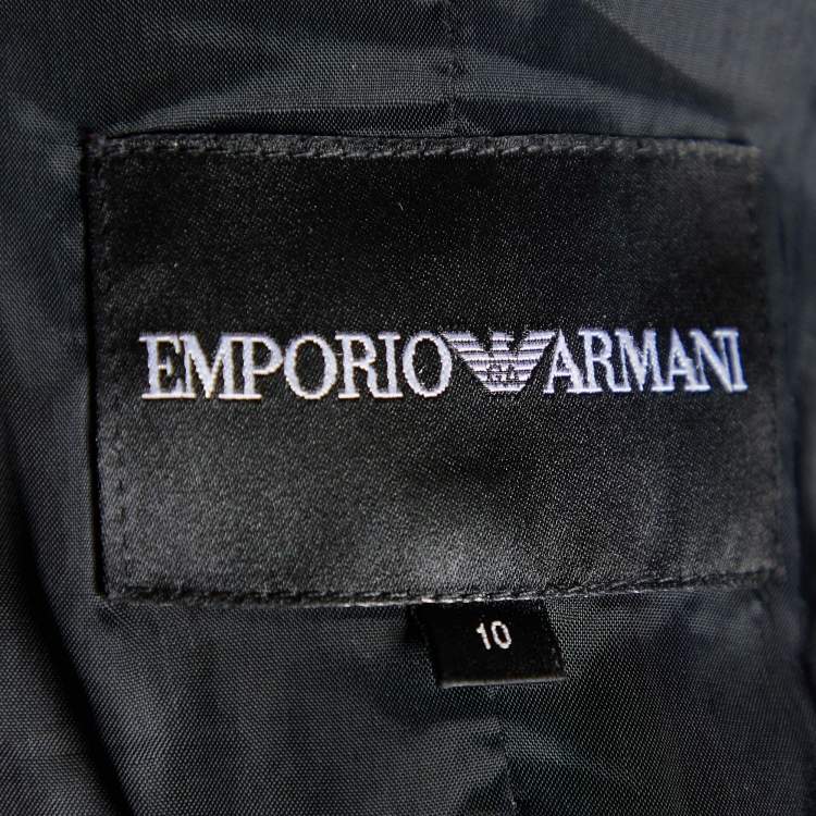مملوكة مسبقًا Emporio Armani Grey Wool Blend Button Front Cropped Blazer M
