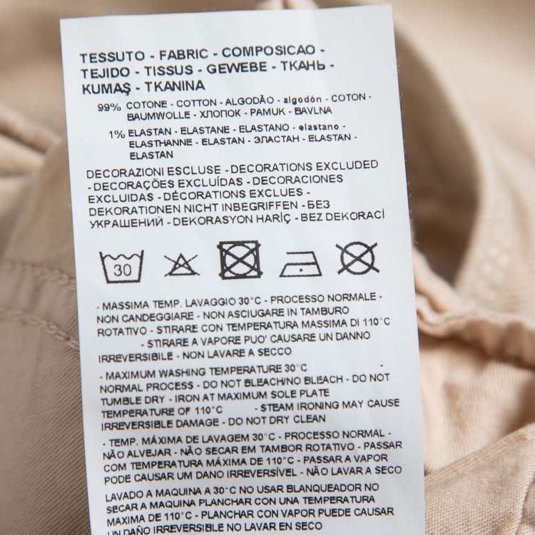 Pre Owned Emporio Armani Beige Denim Logo Embroidered Skinny Jeans Waist 29"
