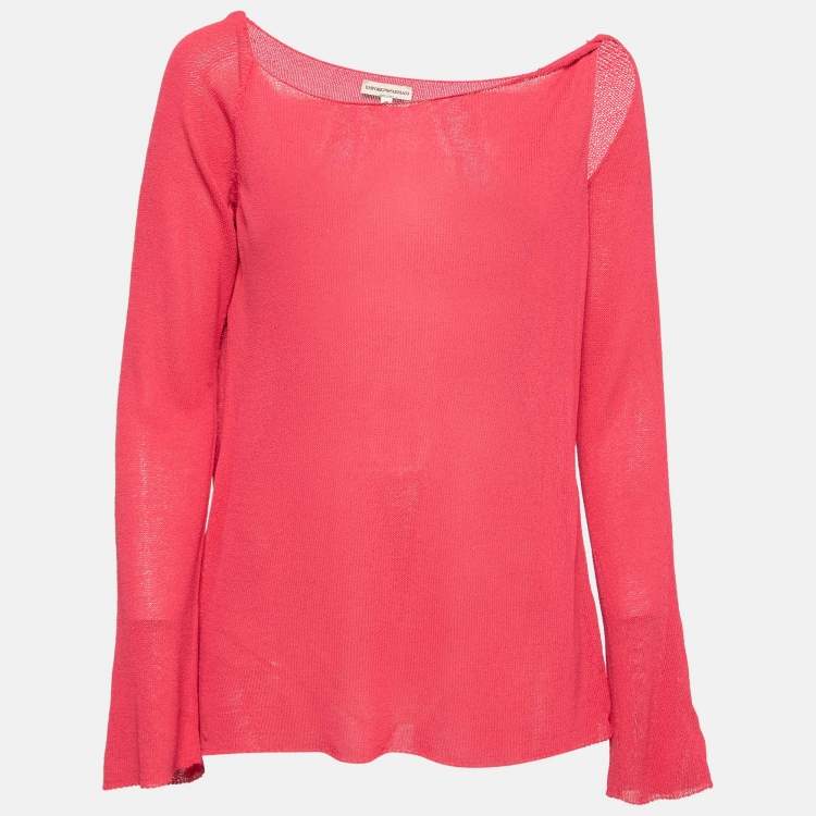 Pre Owned Emporio Armani Vintage Pink Cut Out Detail Blouse L