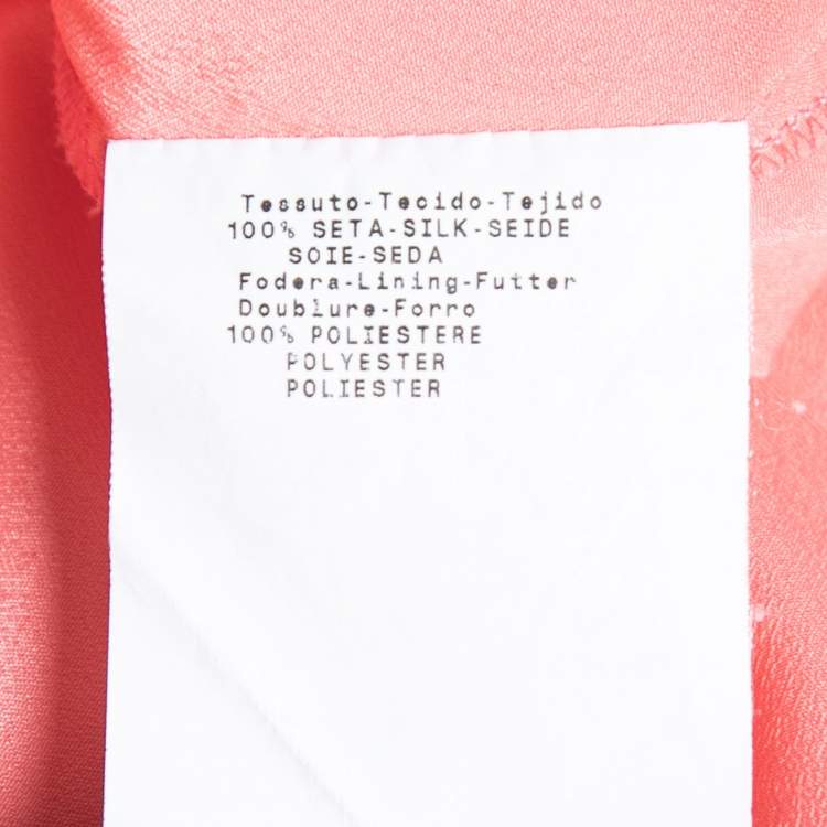 Pre Owned Emporio Armani Salmon Pink Silk Draped Detail Midi Dress M