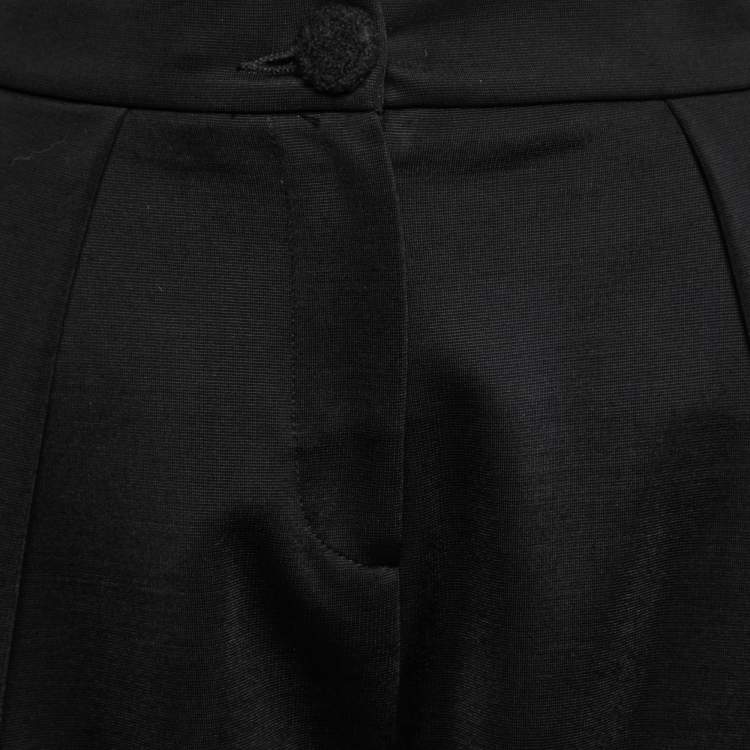 Pre Owned Emporio Armani Black Knit Front Pleat Wide Leg Trousers M
