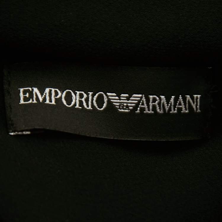 Pre Owned Emporio Armani Black Crepe Sequined Collar Midi Dress XL