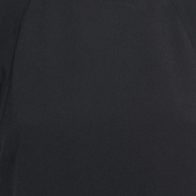 Pre Owned Emporio Armani Black Crepe Sequined Collar Midi Dress XL