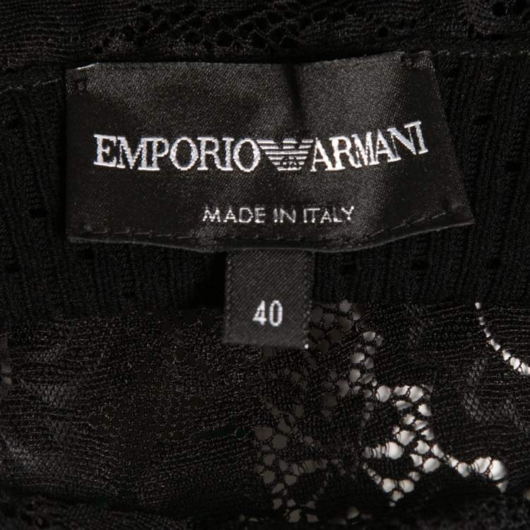 مملوكة مسبقًا Emporio Armani Black Knit Lace Trim Long Sleeves Top S