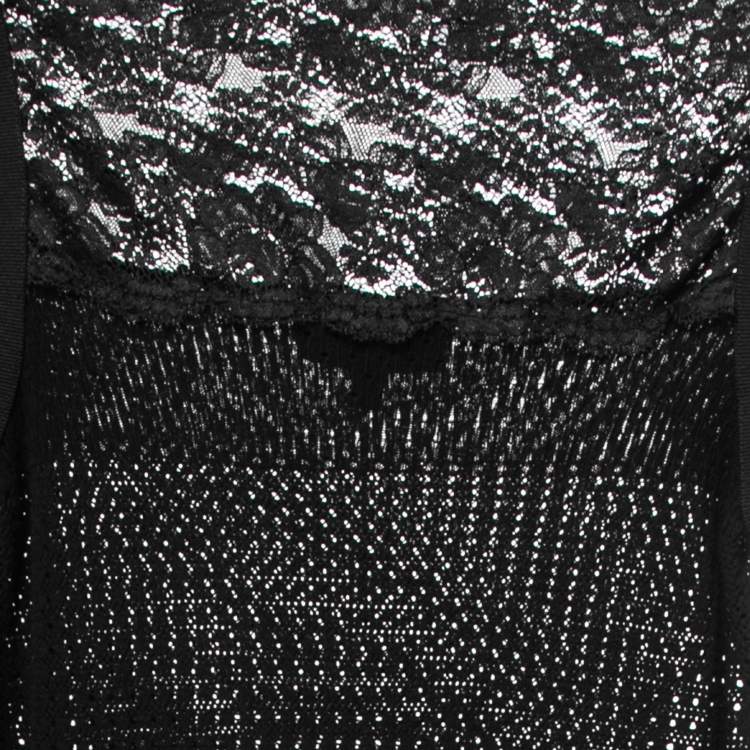 مملوكة مسبقًا Emporio Armani Black Knit Lace Trim Long Sleeves Top S