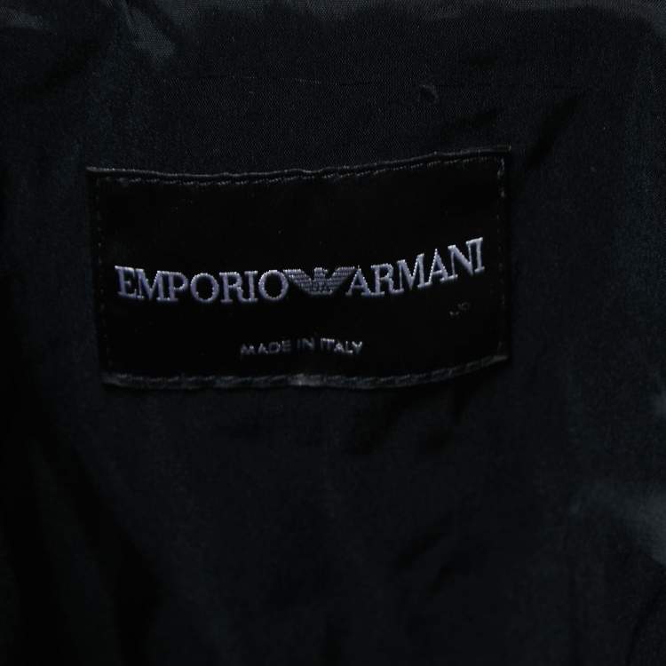 Pre Owned Emporio Armani Black Leather Biker Jacket XL