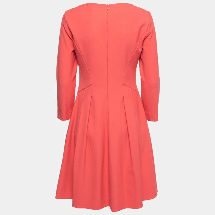Pre Owned Emporio Armani Coral Pink Crepe A-Line Midi Dress M