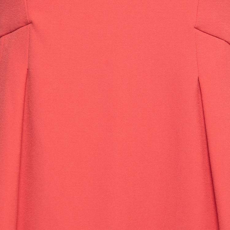 Pre Owned Emporio Armani Coral Pink Crepe A-Line Midi Dress M