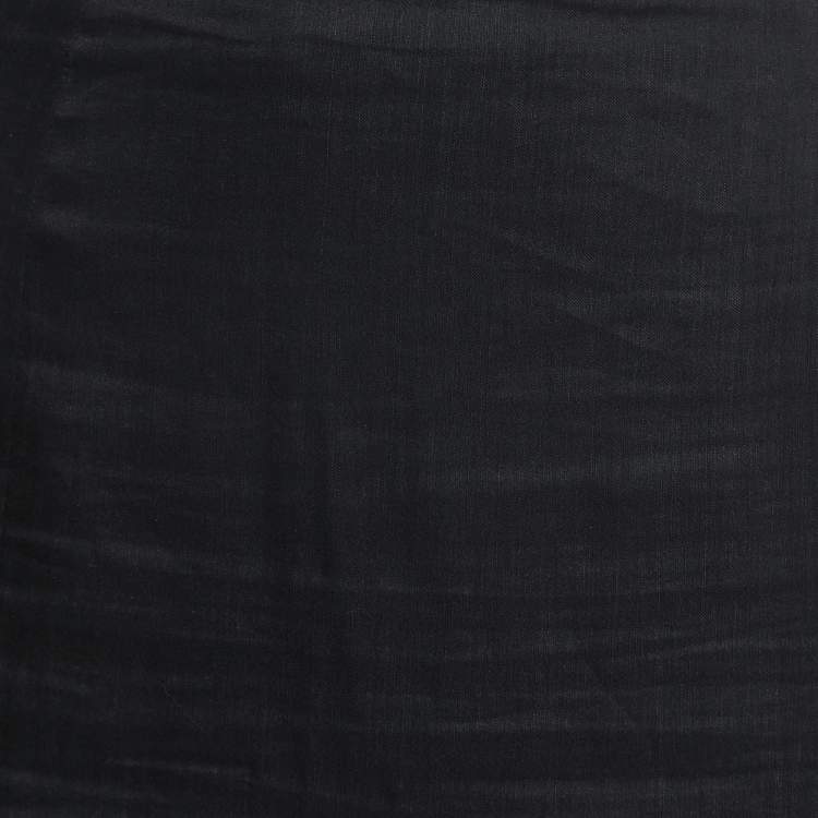 Pre Owned Emporio Armani Vintage Black Linen Maxi Skirt M