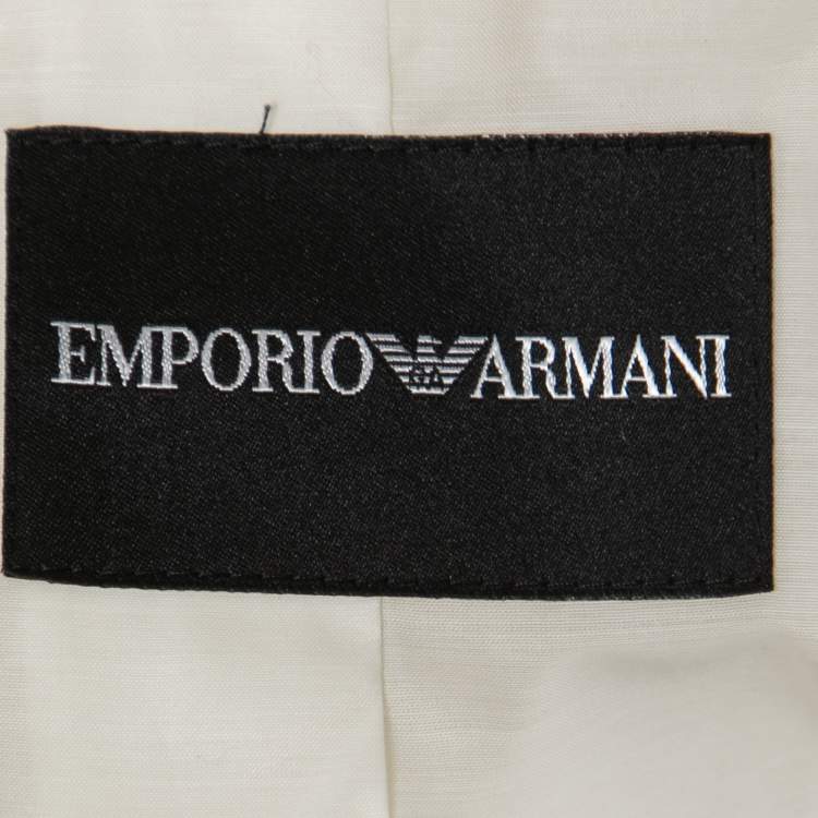 Pre Owned Emporio Armani Vintage Cream Cotton Blend Ruched Detail Blazer M