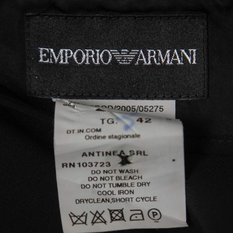 مملوكة مسبقًا Emporio Armani Black Satin Wrap Maxi Skirt M