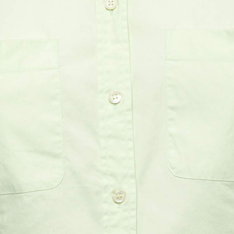 Pre Owned Emporio Armani Lime Green Cotton Button Down Shirt M