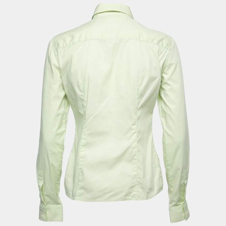 Pre Owned Emporio Armani Lime Green Cotton Button Down Shirt M