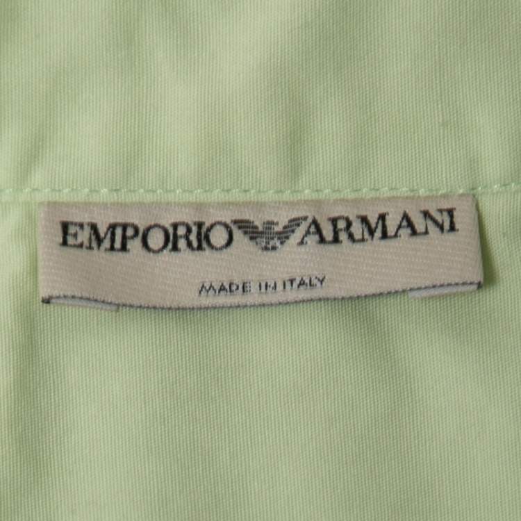 Pre Owned Emporio Armani Lime Green Cotton Button Down Shirt M