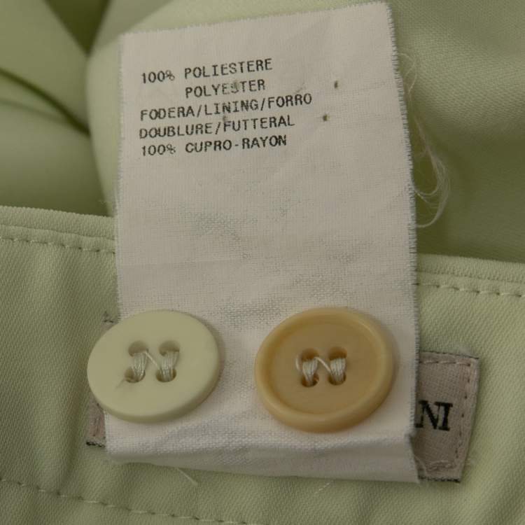 Pre Owned Emporio Armani Lime Green Crepe Straight Leg Trousers M
