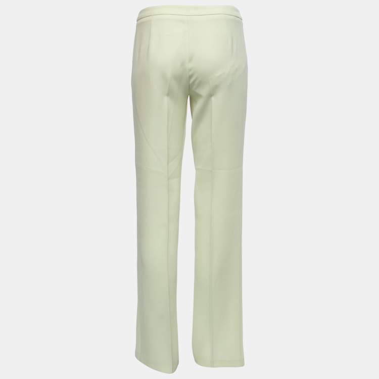 Pre Owned Emporio Armani Lime Green Crepe Straight Leg Trousers M
