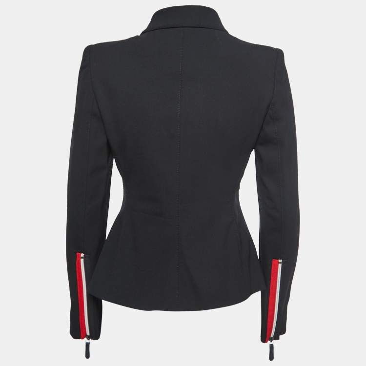 Pre Owned Emporio Armani Vintage Black Wool Zip-Up Jacket S