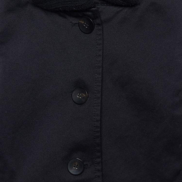 مملوكة مسبقًا Emporio Armani Black Cotton & Knit Collar Detail Blazer L