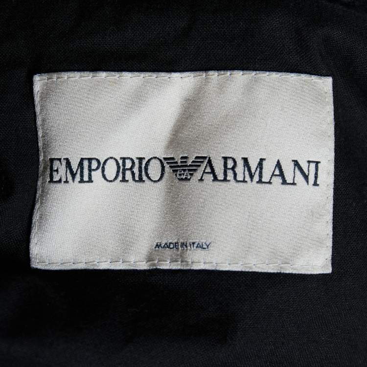مملوكة مسبقًا Emporio Armani Black Cotton & Knit Collar Detail Blazer L