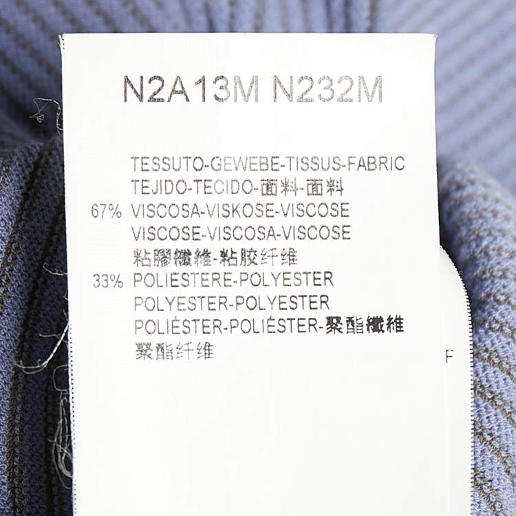 Pre Owned Emporio Armani Purple Striped Rib Knit Boat Neck Long Sleeve Dress L