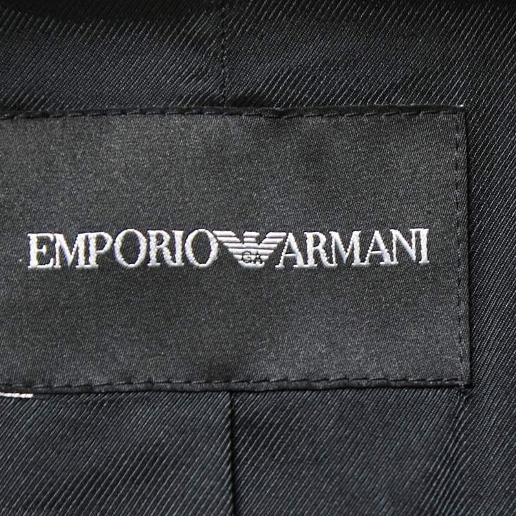 Pre Owned Emporio Armani Black Wool Blend Crepe Single Breasted Blazer M