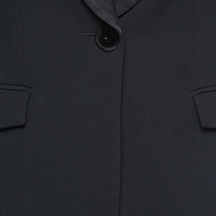 Pre Owned Emporio Armani Black Wool Blend Crepe Single Breasted Blazer M