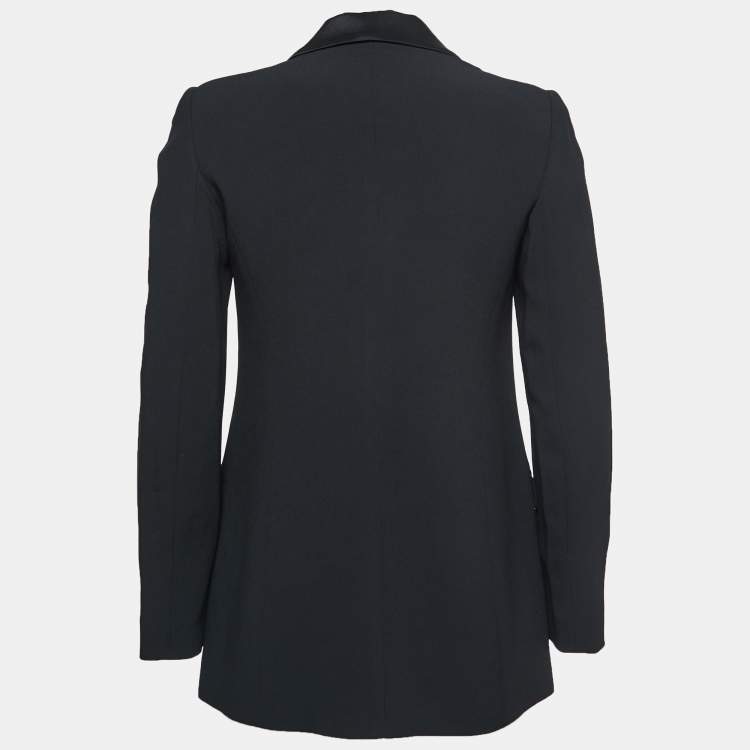 Pre Owned Emporio Armani Black Wool Blend Crepe Single Breasted Blazer M