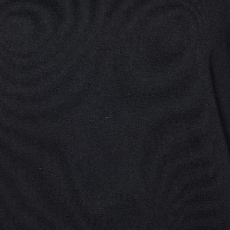 Pre Owned Emporio Armani Black Cotton Knit LogoTrim Detail Round Neck Sweater S