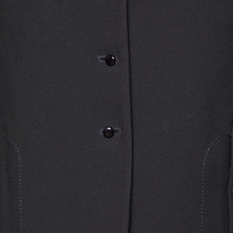 Pre Owned Emporio Armani Black Textured Crepe Button Front Blazer S 