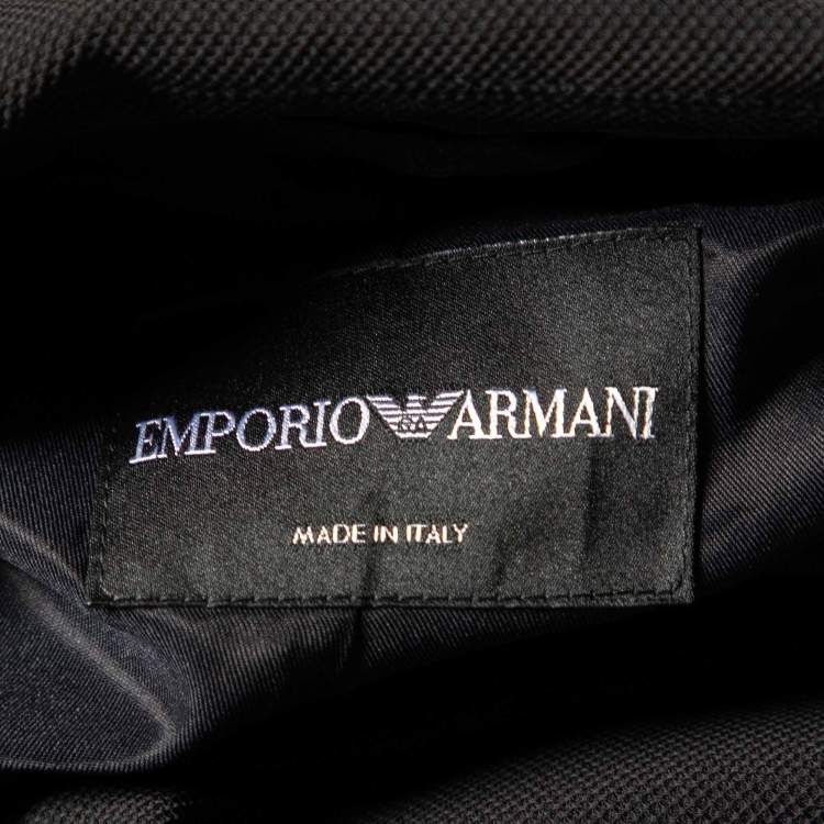 Pre Owned Emporio Armani Black Textured Crepe Button Front Blazer S 
