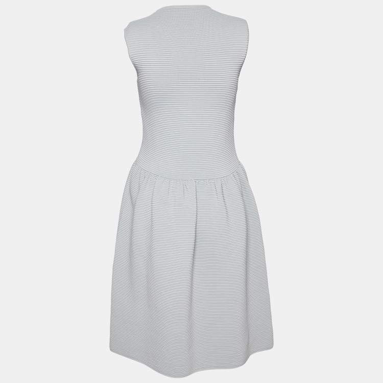 Pre Owned Emporio Armani Light Green Rib Knit Paneled Midi Dress M