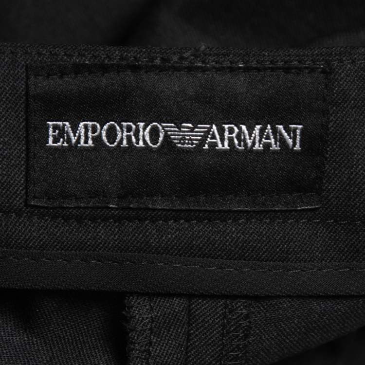 Pre Owned Emporio Armani Charcoal Grey Wool Tailored Trousers M