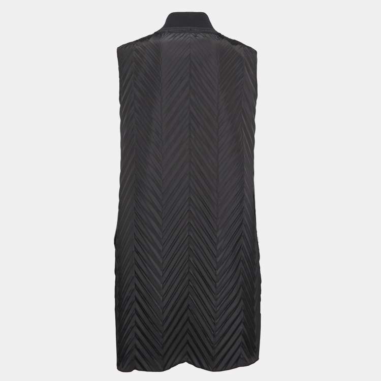 مملوكة مسبقًا Emporio Armani Black Synthetic Pleated Vest Jacket M