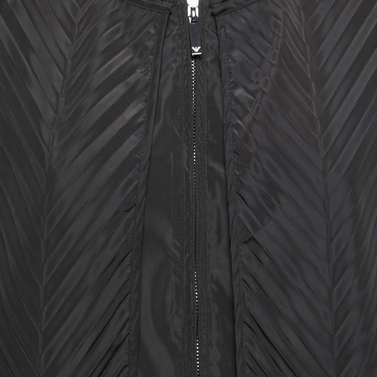 مملوكة مسبقًا Emporio Armani Black Synthetic Pleated Vest Jacket M