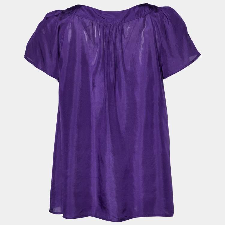Pre Owned Emporio Armani Purple Silk Top S