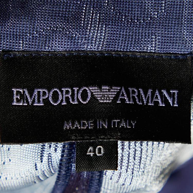 Pre Owned Emporio Armani Navy Blue Perforated Knit Blazer S