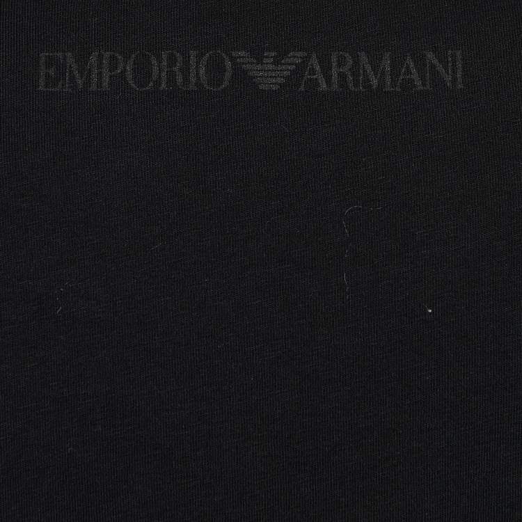 Pre Owned Emporio Armani Black Printed Cotton Knit T-Shirt S