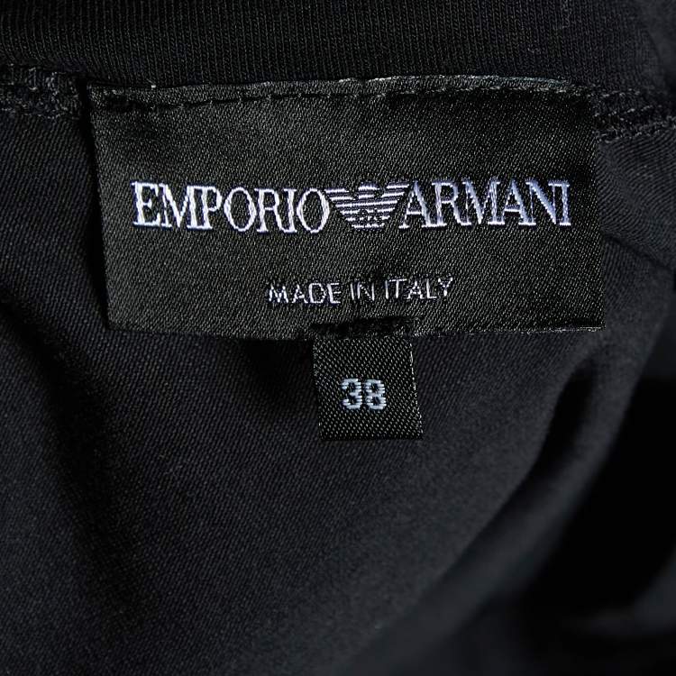 Pre Owned Emporio Armani Black Printed Cotton Knit T-Shirt S