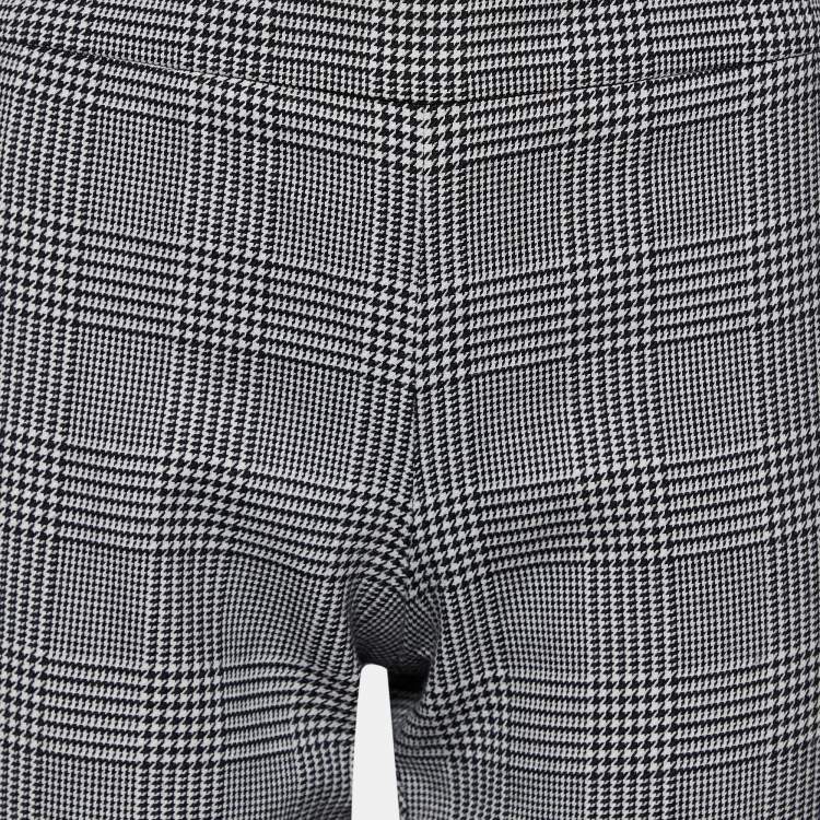 Pre Owned Emporio Armani Black Houndstooth Pattern Wool & Cotton Pants M