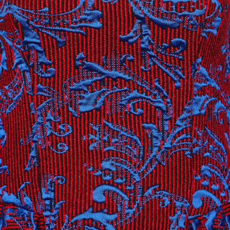 مملوكة مسبقًا Emporio Armani Red & Blue Jacquard Strapless Mini Dress S