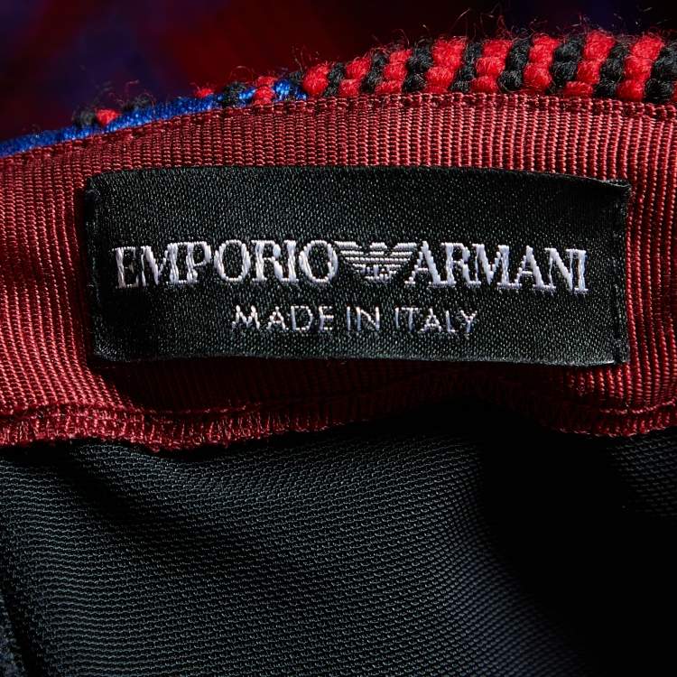 مملوكة مسبقًا Emporio Armani Red & Blue Jacquard Strapless Mini Dress S