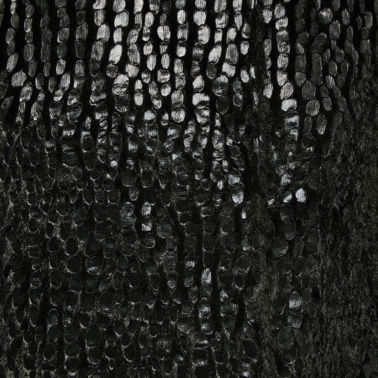 Pre Owned Emporio Armani Black Textured Faux Fur Jacket S
