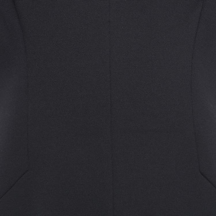 Pre Owned Emporio Armani Black Knit Leaf Neck Short Sleeve Shift Dress M