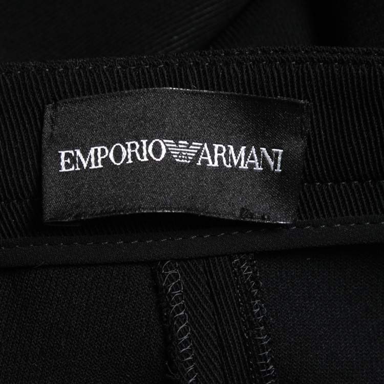 Pre Owned Emporio Armani Black Crepe Trousers L