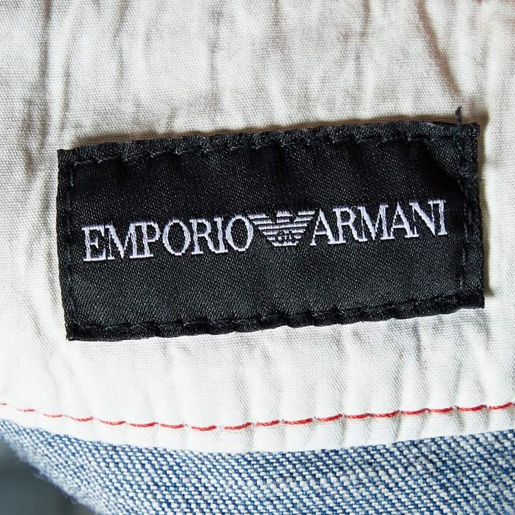 مملوكة مسبقًا Emporio Armani Blue Denim Zip Front Knee Length Skirt L