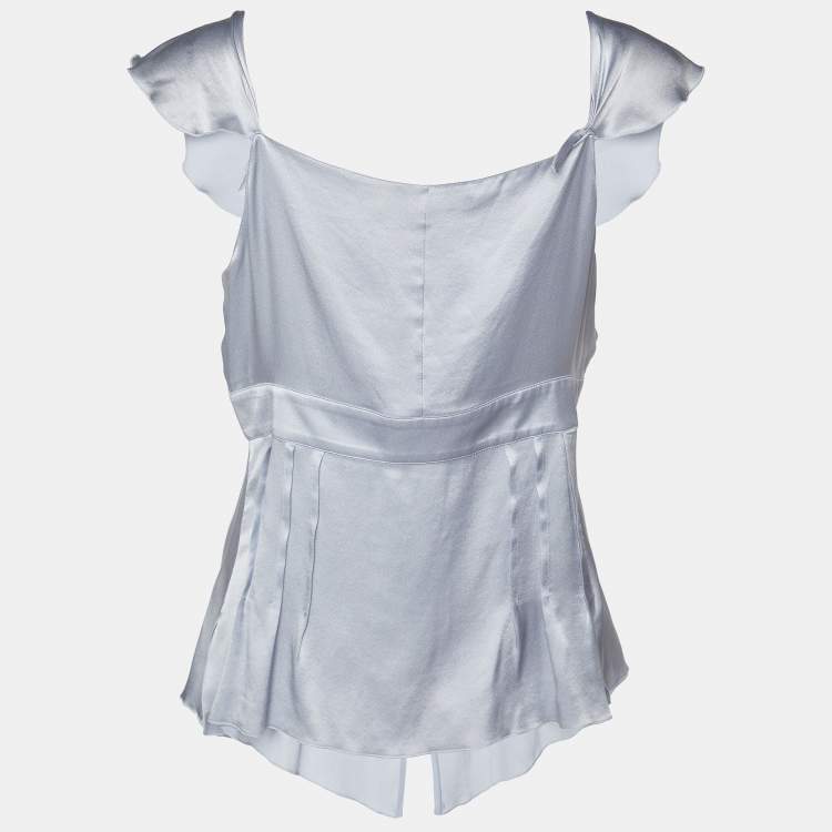 Pre Owned Emporio Armani Grey Silk Satin Tank Top M