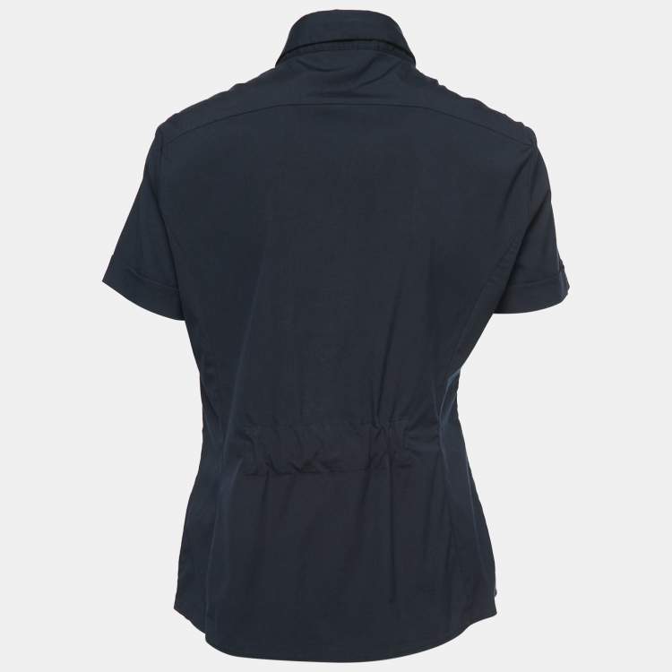 Pre Owned Emporio Armani Midnight Blue Cotton Short Sleeve Shirt L
