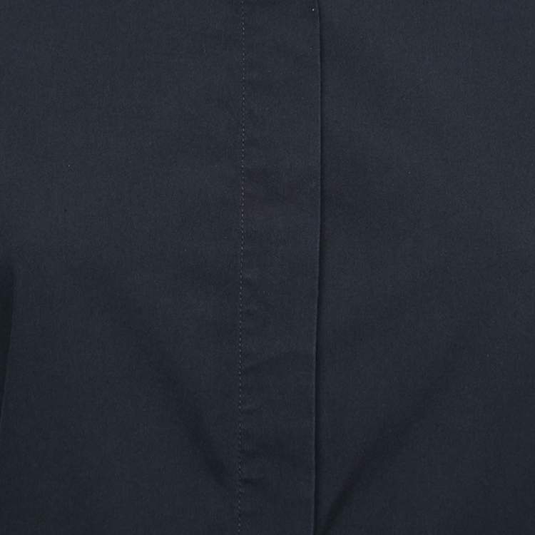 Pre Owned Emporio Armani Midnight Blue Cotton Short Sleeve Shirt L