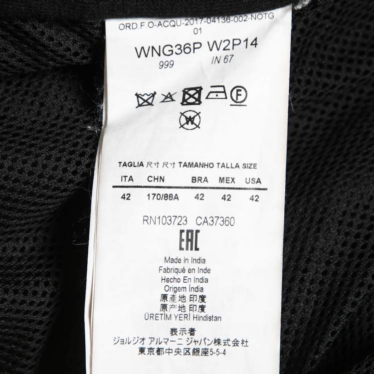 Pre Owned Emporio Armani Black Leather Zip Front jacket M